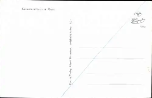 Ak Kreuzwertheim in Unterfranken, Fliegeraufnahme vom Ort, Main