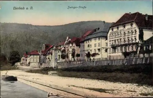 Ak Eberbach am Neckar Odenwald Baden, Zwinger-Straße, Bohrmanns Hotel zur Krone