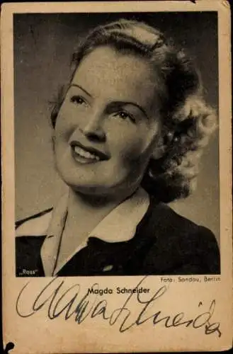 Ak Schauspielerin Magda Schneider, Portrait, Ross Verlag, Autogramm