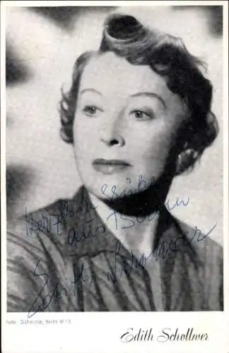 Ak Schauspielerin Edith Schollwer, Portrait, Autogramm