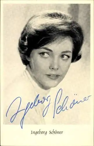 Ak Schauspielerin Ingeborg Schöner, Portrait, Autogramm