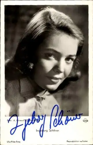 Ak Schauspielerin Ingeborg Schöner, Portrait, Autogramm