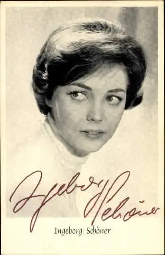 Ak Schauspielerin Ingeborg Schöner, Portrait, Autogramm