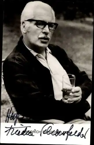 Ak Schauspieler Friedrich Schoenfelder, Portrait, Autogramm, Glas