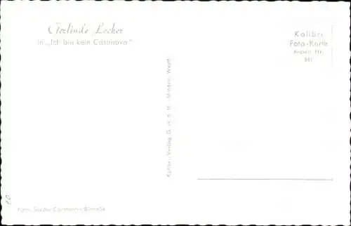 Ak Schauspielerin Gerlinde Locker, Portrait, Autogramm, Ich bi kein Casanova