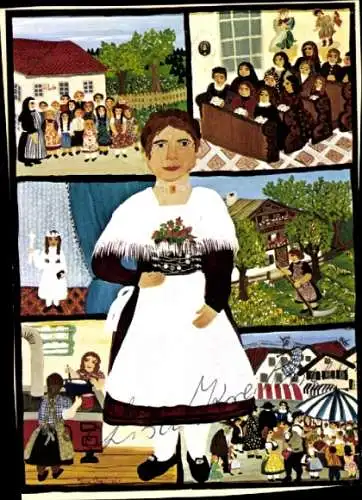 Ak Schauspielerin Lisa Kreuzer, Portrait, Autogramm, Frau mit Blumen, bunte Bilder