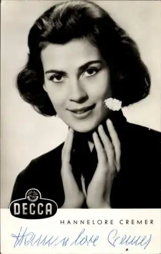 Ak Schauspielerin Hannelore Cremer, Portrait, Autogramm, DECCA
