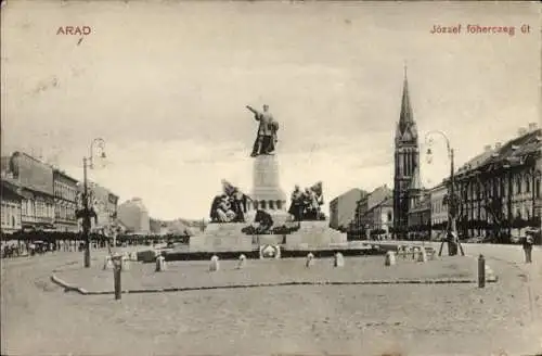 Ak Arad Rumänien, Denkmal, Platz