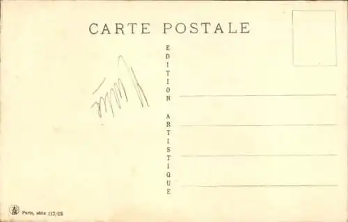 Künstler Ak Sager, Xavier, Glückwunsch Neujahr, Engel, Frau in blauem Mantel