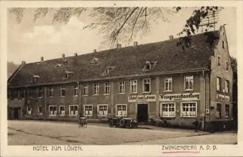 Ak Zwingenberg an der Bergstraße in Hessen, Hotel zum Löwen, Weingroßhandlung