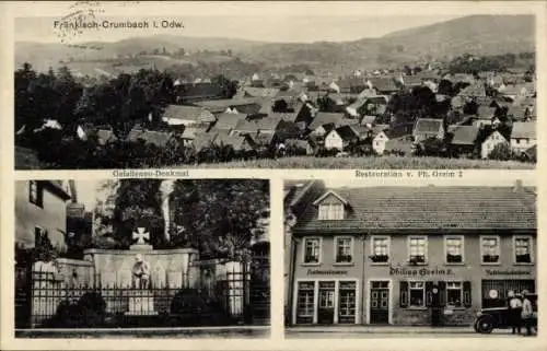 Ak Fränkisch Crumbach im Odenwald, Kriegerdenkmal, Restauration zum Reichsadler