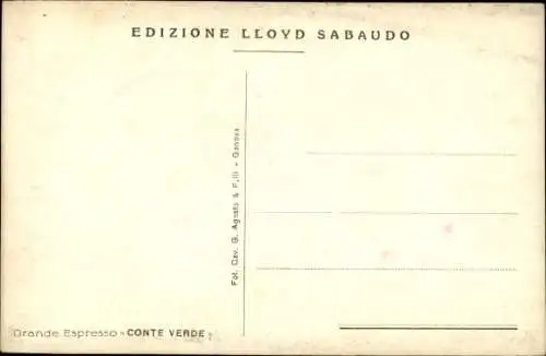 Ak Dampfer Conte Verde, Italian Line, Lloyd Sabaudo