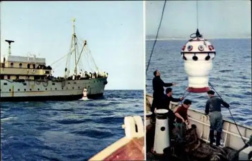 Ak Französisches ozeanographisches Schiff vom Institut und Technik der Seefischerei