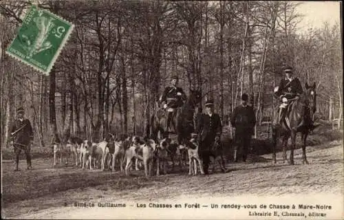 Ak Sillé-le-Guillaume Sarthe, Jagdszene, Jagdgesellschaft