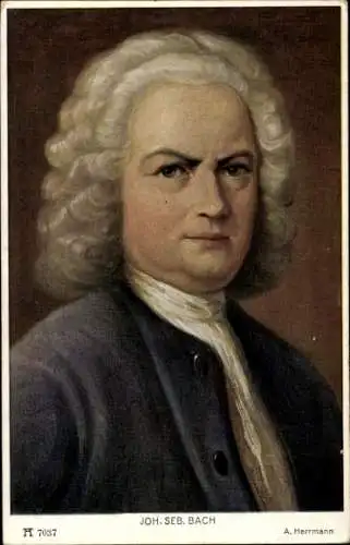 Künstler Ak Herrmann, Komponist Johann Sebastian Bach, Portrait