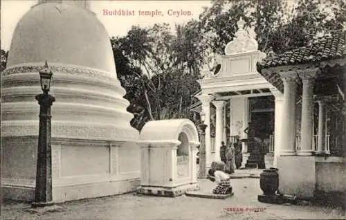 AK Ceylon Sri Lanka, buddhistischer Tempel