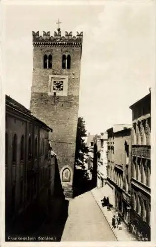 Ak Ząbkowice Śląskie Frankenstein Schlesien, Schiefer Turm