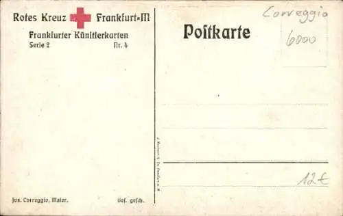 Künstler Ak Correggio, Jos., Rotes Kreuz, rastende deutsche Soldaten