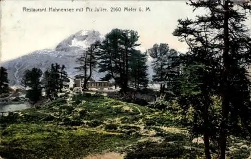 Ak Sankt Moritz Kanton Graubünden, Restaurant Hahnensee, Piz Julier