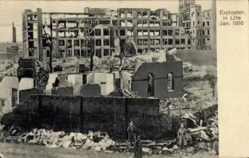 Ak Lille Nord, Explosion in Lille, Januar 1916