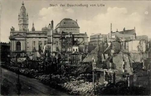 Ak Lille Nord, Nach der Beschießung von Lille, Kriegszerstörung I. WK