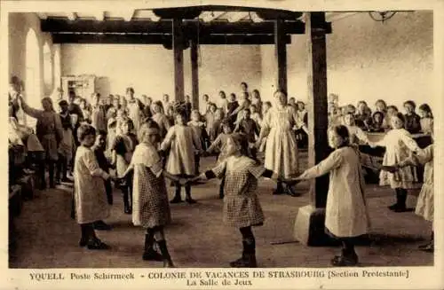 Ak Yquell La Broque Vorbruck Elsass Bas Rhin, Colonie de Vacances de Strasbourg, Salle de Jeux