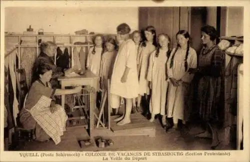 Ak Yquell La Broque Vorbruck Elsass Bas Rhin, Colonie de Vacances de Strasbourg, Veille du Depart