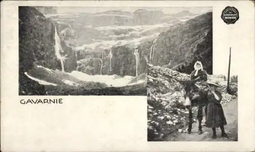 Ak Gavarnie Hautes Pyrénées, Panorama, Esel, Kinder