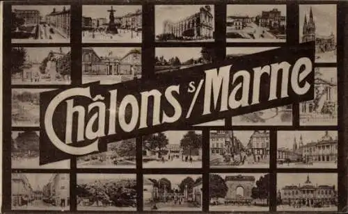 Ak Chalons sur Marne, Gebäude, Straßenansicht, Kirche, Tor, Platz