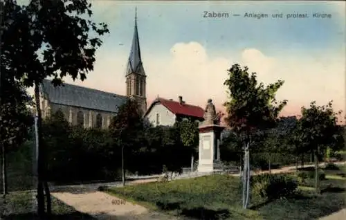 Ak Saverne Zabern Elsass Bas Rhin, Anlagen, protestantische Kirche