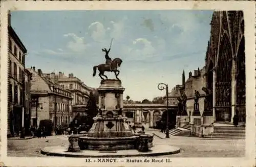 Ak Nancy Meurthe et Moselle, Statue de Rene II.