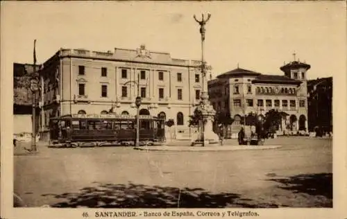 Ak Santander Kantabrien Spanien, Banco de Espana, Correos y Telegrafos