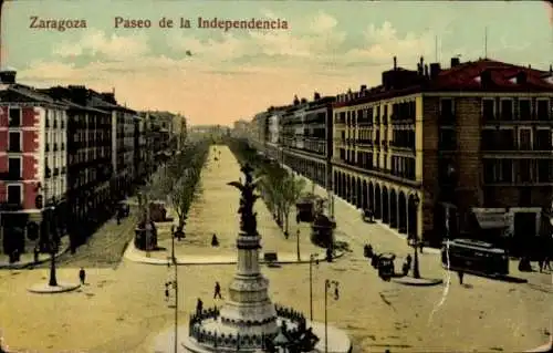 Ak Zaragoza Saragossa Aragonien, Paseo de la Independencia
