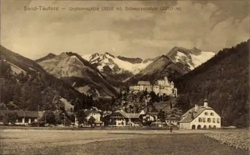 Ak Campo Tures Sand in Taufers Südtirol Italien, Panorama, Dreihornspitze, Schwarzenstein