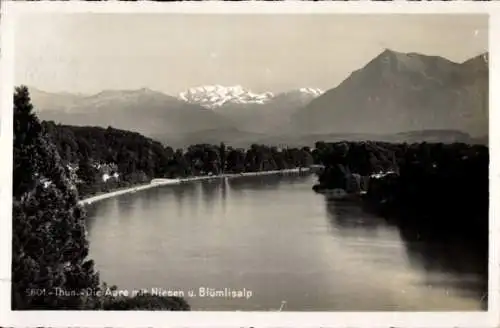 Ak Thun Kanton Bern Schweiz, Aare, Niesen, Blümlisalp