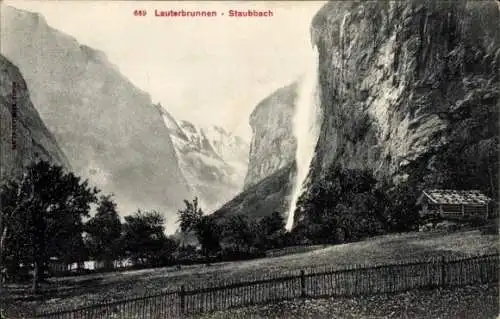 Ak Lauterbrunnen Kanton Bern, Staubbach, Wasserfall