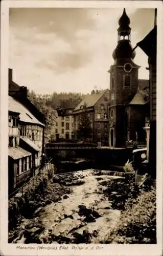 Ak Monschau Eifel,  an der Rur, Kirche, Wohnhäuser