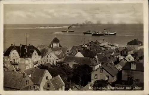 Ak Nordseeinsel Helgoland, Unterland mit Düne, Dampfer