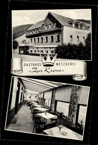 Ak Oberfell an der Mosel, Gasthaus-Metzgerei "Zur Krone"