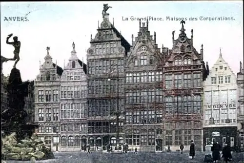 Ak Anvers Antwerpen Flandern, Grande Place, Maisons des Corporations