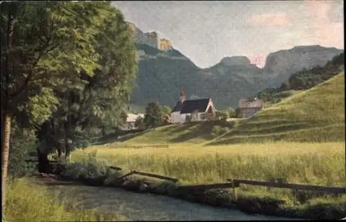 Ak Schwendi Heiden Kanton Appenzell Außerrhoden, Kirche, Wiese