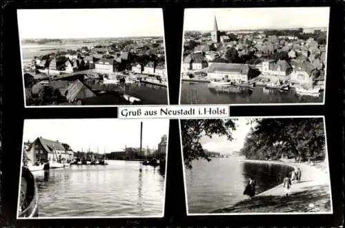 Ak Neustadt in Holstein, Gesamtansicht, Jungfernstieg