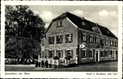 Ak Geisenheim am Rhein Hessen, Hotel und Weinhaus zur Post, Außenansicht, Inh. Karl Hof