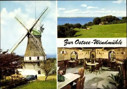 Ak Westerholz in Angeln, Gasthaus zur Ostsee-Windmühle, Gastraum, Panorama