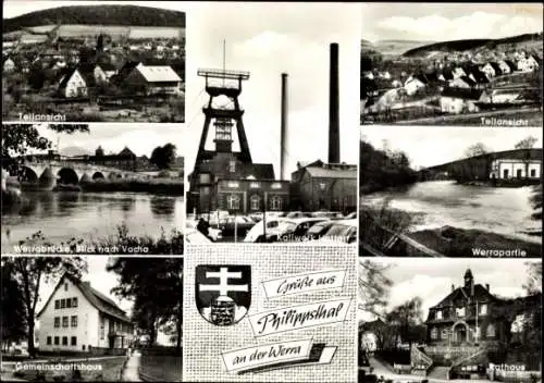 Ak Philippsthal an der Weser, Kaliwerk Hattrof, Rathaus