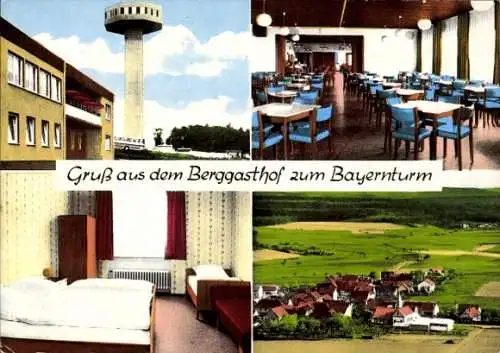 Ak Zimmerau Sulzdorf an der Lederhecke Unterfranken, Turm, Gastraum, Panorama