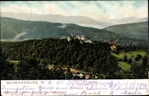 Ak Schwarzburg im Schwarzatal Thüringen, Blick auf das Schloss