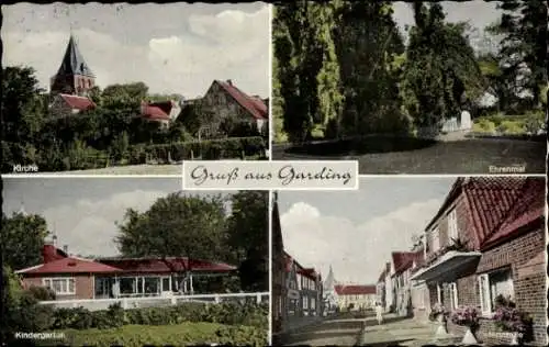 Ak Garding in Nordfriesland, Kirche, Ehrenmal, Volksschule, Osterstraße