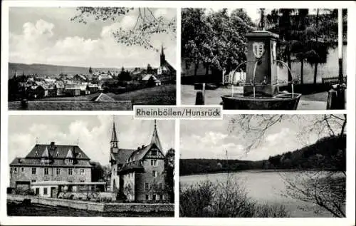 Ak Rheinböllen im Hunsrück, Teilansichten, Kirche, Brunnen