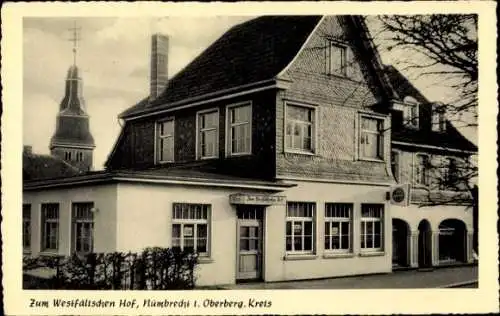 Ak Nümbrecht im Oberbergischen Kreis, Zum Westfälischen Hof, Kirchturm